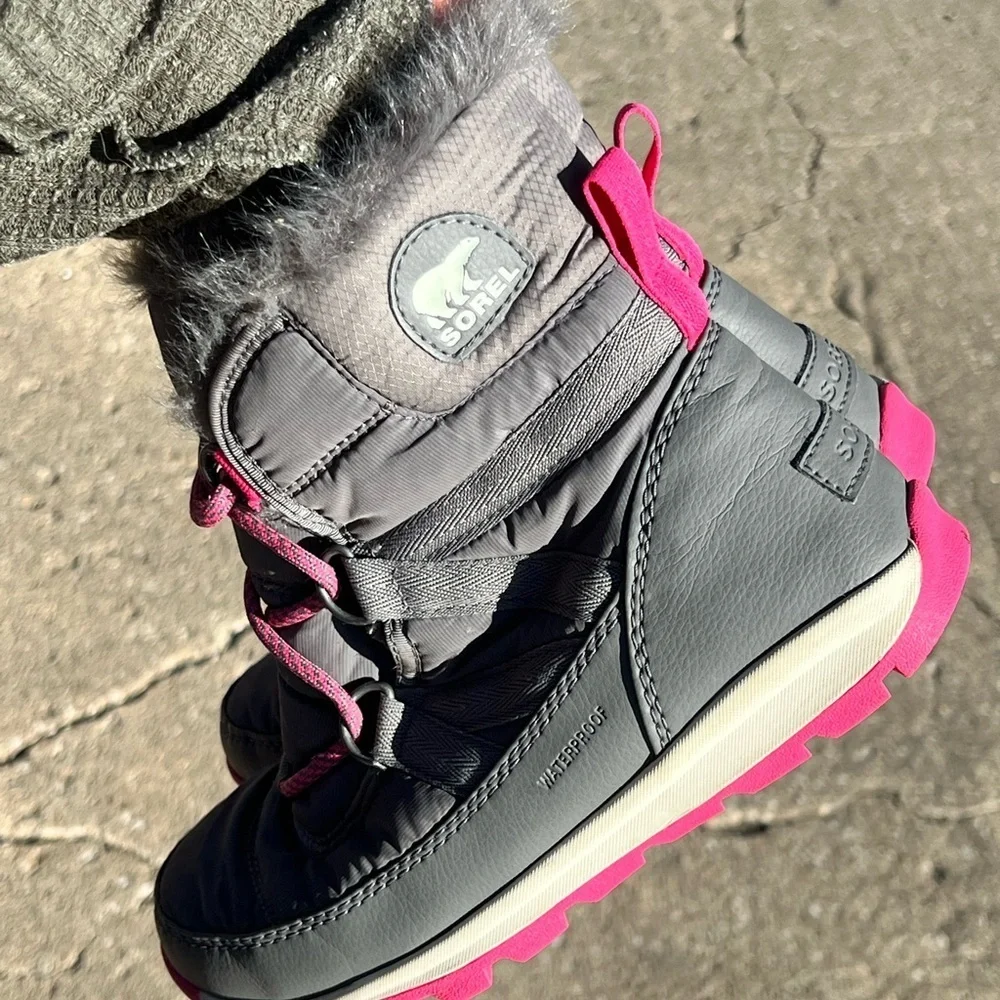 Sorel Gray and Pink Winter Waterproof Boots
